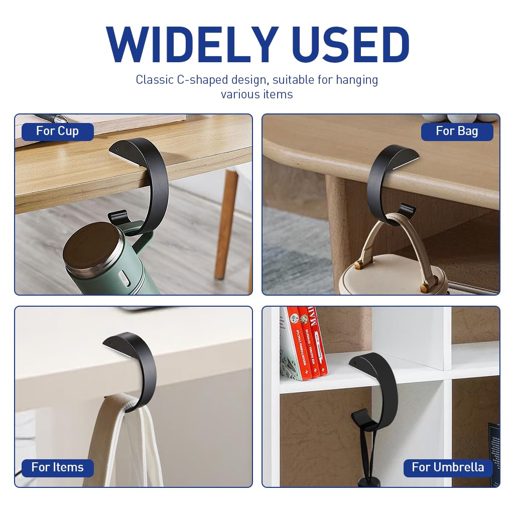 HASTHIP® 2Pcs Desk Hanging Hooks Removable Movable Hanging Hooks Hangers for Desk Edge Metal Portable Desk Surface Hanging Hooks for Bag, Headphone, School Backpack HASTHIP® 2Pcs Desk Hanging Hooks Removable Movable Hanging Hooks Hangers for Desk Edge Metal Portable Desk Surface Hanging Hooks for Bag, Headphone, School Backpack